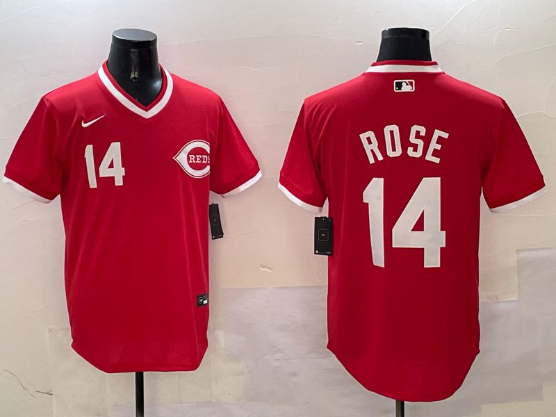 Men Cincinnati Reds #14 Rose Red Throwback 2025 Nike MLB Jersey style 1->cincinnati reds->MLB Jersey